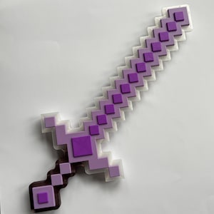 Full-size pixel 8-bit light up netherite sword