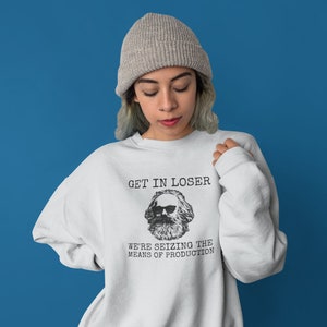 Karl Marx Seize The Memes Of Production - Funny Leftist Democratic Socialist Shirt - Marxist Meme Crewneck Sweatshirt