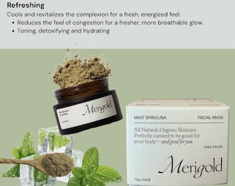Merigold Mint Spirulina Mask Ganz natürliche Organische Reinigung Beruhigende Feuchtigkeitsspendende