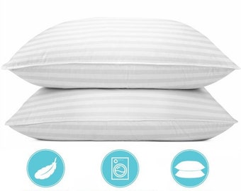 Lux Decor Collection Luxury Hotel Pillows - Sleeping Pillows For Bed, Cotton Stripes