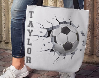 Sports Tote Bag, Personalized Soccer Tote, Custom Soccer Player Tote Bag, Soccer Fan Gift, Gift for Student Athlete, Game Day Soccer Bag