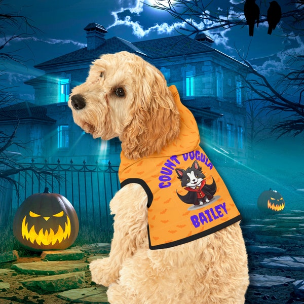 Halloween Hoodie for Dog, Personalized Dracula Dog Hoodie, Custom Halloween Costume for Dog, Count Dogula Halloween Dog Shirt, Puppy Costume