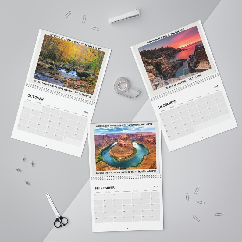 National Parks 2024 Calendar Nature Themed Inspirational Etsy