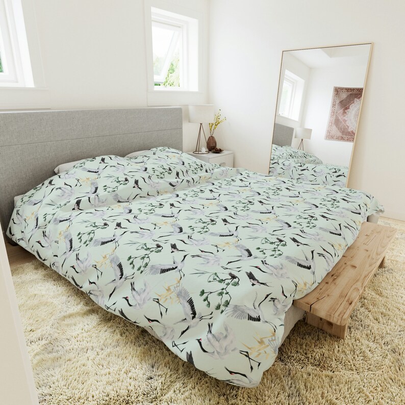 Japanese Duvet Cover Japanese Bedding Crane Duvet Cover Etsy