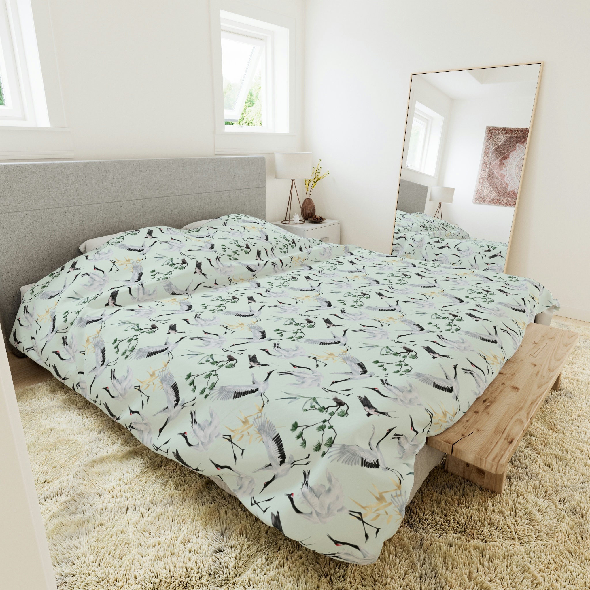 Japanese Duvet Cover Japanese Bedding Crane Duvet Cover Etsy