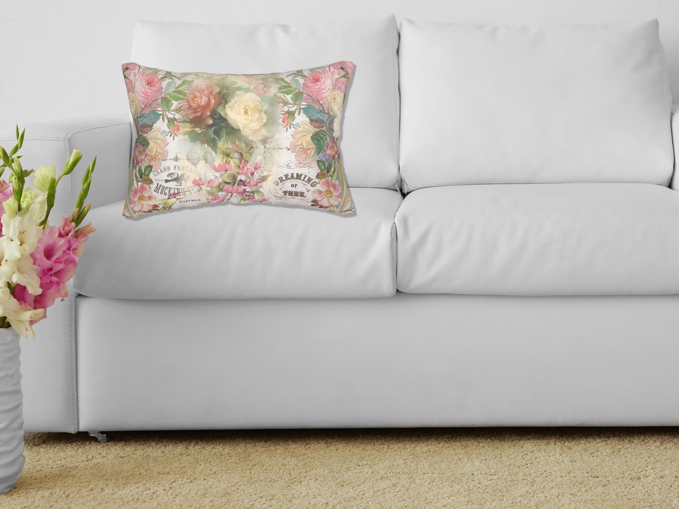 Shabby Chic Lumbar Decorative Throw Pillow Country Cottage - Etsy