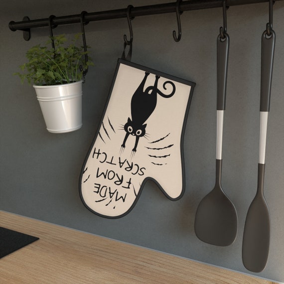 Funny Oven Mitt, Made From Scratch Oven Mitt, Funny Cat Lover Oven Mitt,  Funny Gift for Cook, White Elephant Gift, Funny Housewarming Gift 