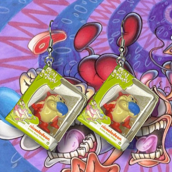 Miniature Stimpy Ren and Stimpy Earrings Etsy