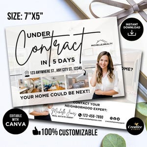 Cartolina immobiliare sotto contratto, appena venduta, cartolina immobiliare, cartolina agricola, marketing immobiliare, modelli Canva modificabili