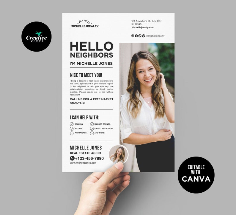 Real Estate Introduction Flyer Hello Neighbor Letter Template Real ...