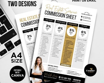 Real Estate Commission Sheet Flyer Real Estate Commission Template Real Estate Agent Commission Buyers Agent Commission Commission Template