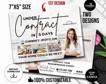 Postal inmobiliaria bajo contrato, postal inmobiliaria, postal agrícola, marketing inmobiliario, plantillas de Canva