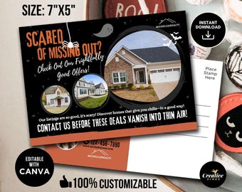 Halloween Postkarten Makler Marketing Vorlage Halloween Mailer Postkarten Realtor Fall Pop By Real Objekt Herbst Postkarten Canva