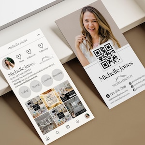 Real Estate Instagram Business Card Template Instagram Business Card template Social Media Template QR Code Business Card with QR Code Canva