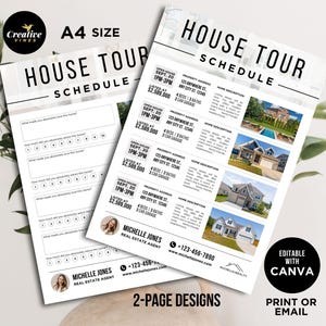 Real Estate Flyer, Home Tour Schedule, Realtor Flyer, Real Estate Flyer, House Showing Flyer, Real Estate Marketing, Lead Generating Canva