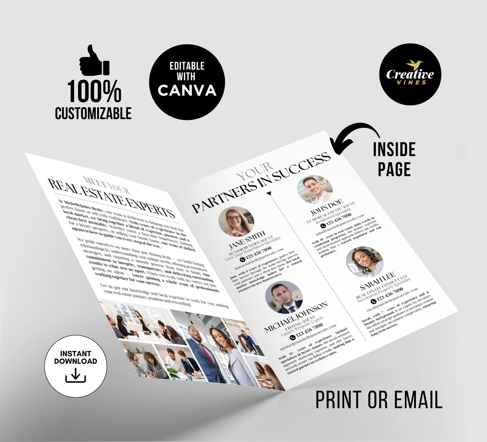Real Estate Team Brochure Template Agent Bio Brochure Template Luxury ...