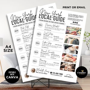 Modèle de flyer de guide local de l'immobilier à distribuer dans le quartier, scène locale de luxe, modèle de guide local Marketing immobilier Canva