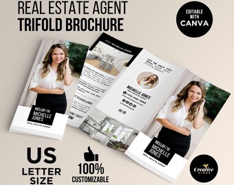 Real Estate Tri-Fold Brochure, Introduction Brochure For Real Estate Farming, Agent Marketing, Realtor Introduction Letter, Canva Template