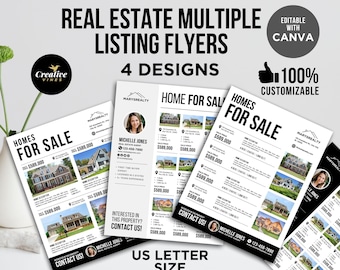 Real Estate Multiple Listing Flyer Bundle Homes for Sale Flyer New Listing Flyer Just Listed Home for Sale Flyer Property Sale Flyer Canva