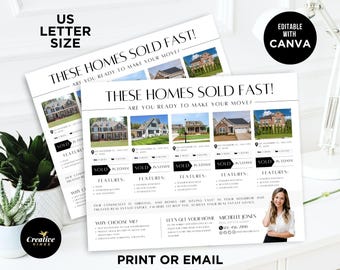 Real Estate Marketing, Farming Flyer For Real Estate Agents, Farming Flyer, Real Estate Postcard, Realtor Marketing, Homes Sold Flyer, Canva