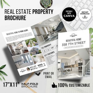 Brochure immobiliare moderna, brochure immobiliare, brochure pieghevole a metà, brochure immobiliare, marketing immobiliare, Canva