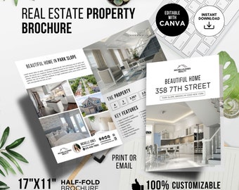 Modern Real Estate Property Brochure, Real Estate Brochure, Half Fold Brochure, Real Estate Property Brochure, Real Estate Marketing, Canva