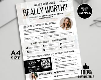 Home Value Marketing Flyer, Realtor Flyer Template Real Estate Marketing, CMA Flyer Template, Editable Real Estate Flyer, Canva Templates