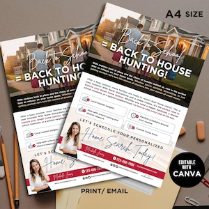 Back to School Flyer für Realtor Back to School Realkanter Flyer Canva Templates