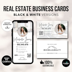 Real Estate Business Cards with QR Code | Real Estate Agent Business Card | Modern Real Estate Business Card Bundle | Luxury Canva Template
