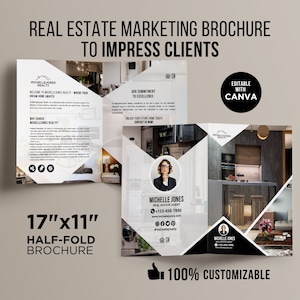 Brochure introduttiva di lusso Brochure introduttiva immobiliare Presentazione dell'elenco per immobili Modelli Canva per il marketing immobiliare