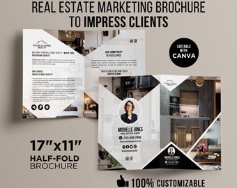 Folleto de introducción de lujo Folleto de introducción de bienes raíces Presentación de listado para bienes raíces Plantillas de Canva de marketing inmobiliario