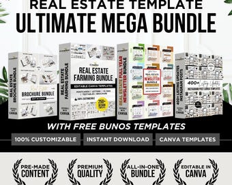 Real Estate Template Bundle Realtor Branding Listing Updates Instagram Posts Full Year Newsletters Bundle Real Estate Brochure Bundle Canva