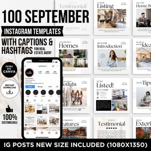 2026 September Real Estate Agent Social Media Posts with Captions & Hashtags Real Estate Instagram Post Real Estate Marketing Template Canva