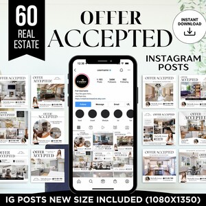 Real Estate Offer Accepted Instagram Posts Template Offer Accepted Social Media Post Offer Accepted Instagram Template Real Estate Marketing