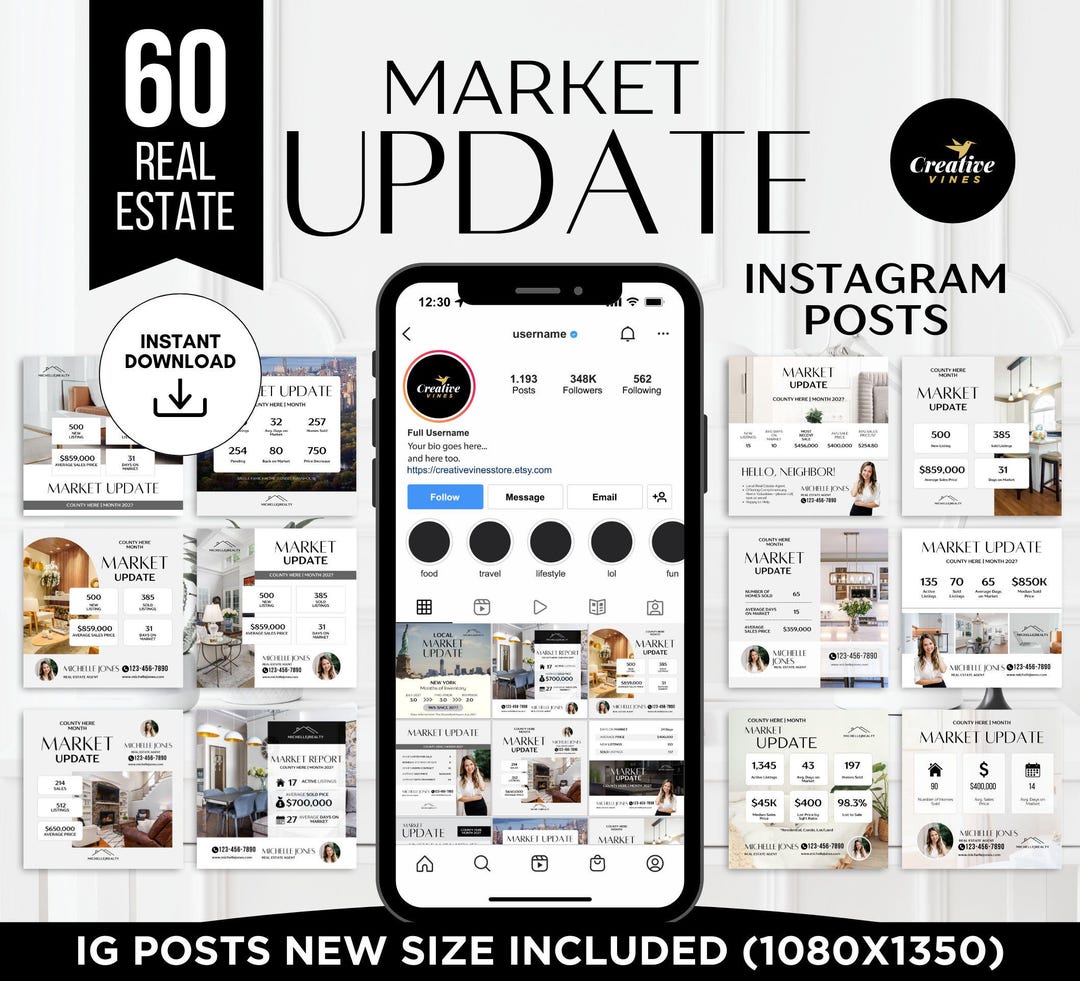 Market Update Instagram Posts Elegant Version Real Estate Social Media ...