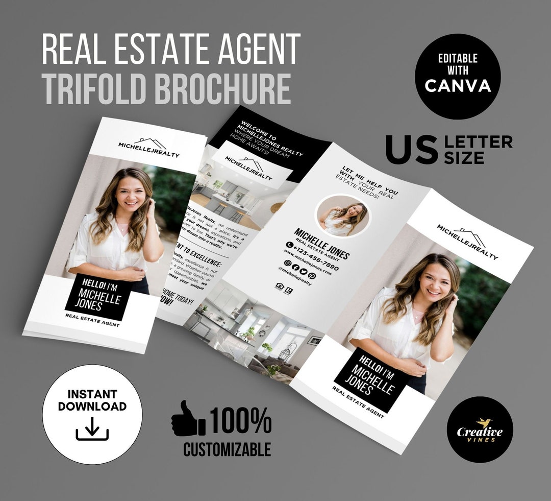 Real Estate Agent Introduction Brochure Real Estate Agent Trifold ...