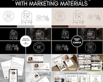 Real Estate Logo Branding Logo Marketing Bundle Premade Logo Real Estate Branding Modern Logo, Realty Branding Real Estate Marketing Canva