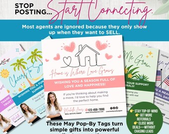 May Real Estate Pop-By Tags, Realtor Marketing Templates, 2026 Real Estate Marketing, Real Estate Referrals Spring Canva Realtor Pop By Tags