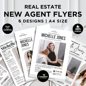 Folleto de introducción Folleto para nuevos agentes Folleto para nuevos agentes inmobiliarios Carta de presentación de agente inmobiliario Plantilla inmobiliaria Marketing inmobiliario Canva