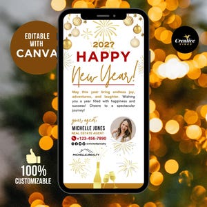 Texte de bonne année pour agent immobilier 2026 Carte de voeux de nouvel an pour agent immobilier Textable pour le Nouvel An Marketing immobilier du Nouvel An Texte du Nouvel An pour agent immobilier Canva