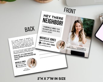 Hello Neighbor, Real Estate Postcard Marketing To Neighborhood, Hello Neighbor Postcard, Farming Your Neighborhood, Neighbor Postcard, Canva