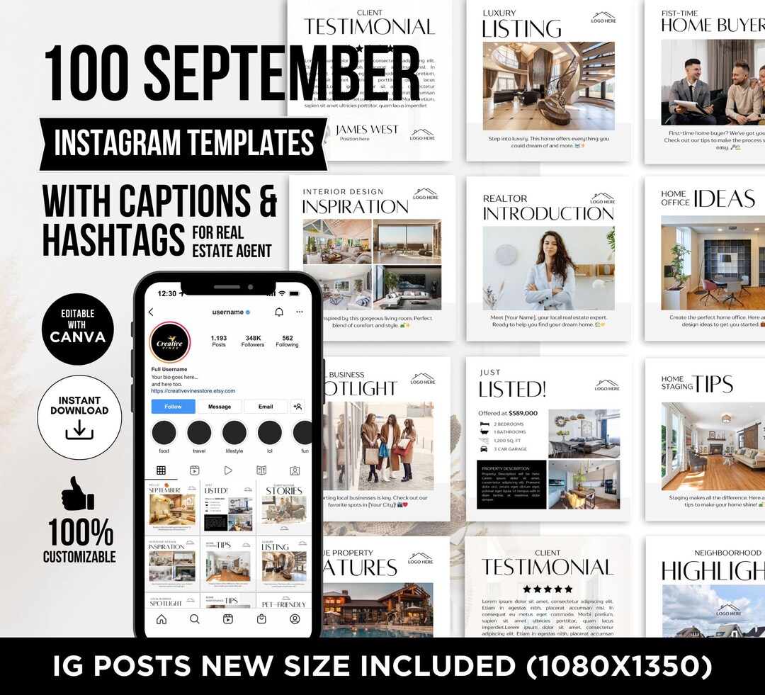 September Posts Real Estate September Social Media Post, Real Estate Marketing ...