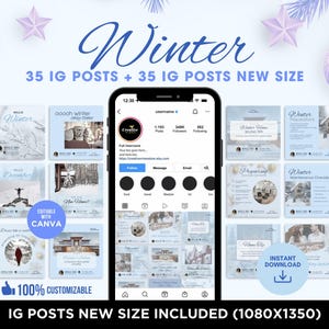 Grundbesitz Winter Instagram Posts Grundbesitz 2025 Social Media Canva Templates Weihnachten Marketing Templates Urlaub Urlaub Canva