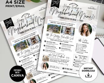 Real Estate Sold Neighbor's House Flyer Just Sold Letter Real Estate Marketing Real Estate Mailer Real Estate Farming Flyer Canva Templates