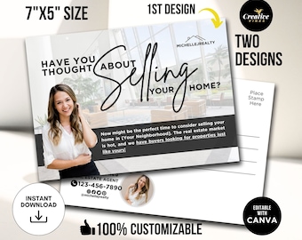 Thinking about selling your home Postcard, Prospecting Postcard, Real Estate Marketing, Real Estate Template, Hello Neighbor Agent Postcard
