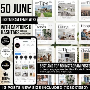Luxury Real Estate June Instagram Posts with Captions and Hashtags Spring Real Estate Instagram Post Real Estate Marketing Social Media Post