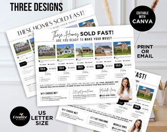Sold Homes Flyer, Real Estate Marketing, Farming Flyer For Real Estate Agents, Farming Flyer, Real Estate Postcard, Realtor Marketing, Canva