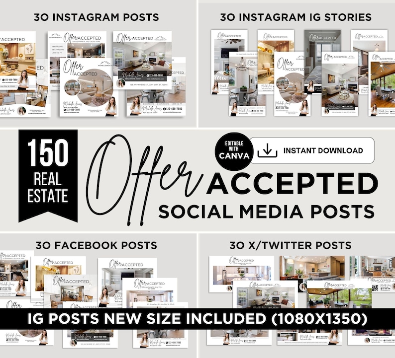 Offer Accepted Real Estate Social Media Posts Instagram Posts & Stories ...