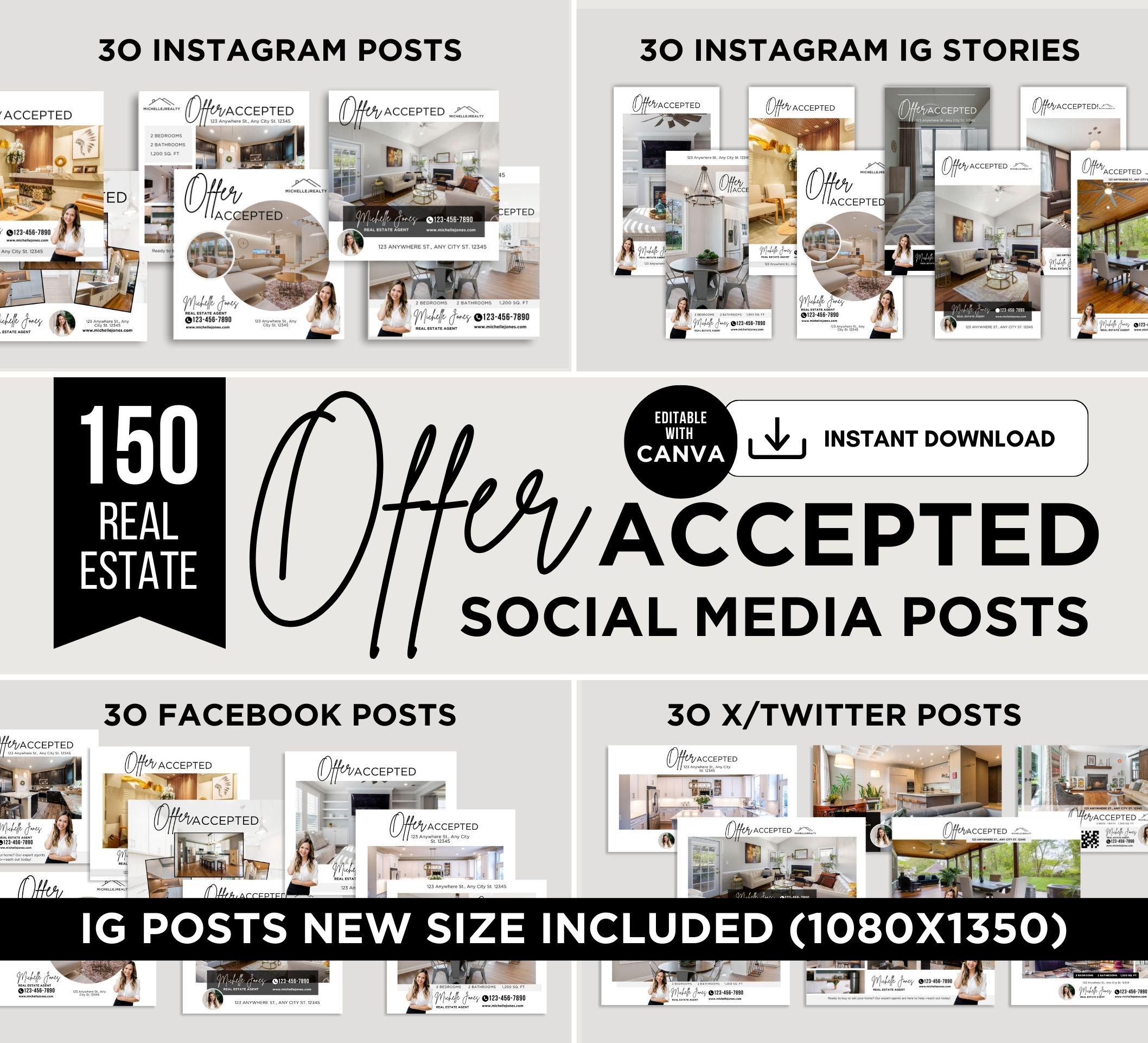 Offer Accepted Real Estate Social Media Posts Instagram Posts & Stories ...