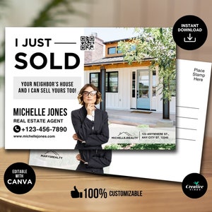 Cartolina "Ho appena venduto la casa dei tuoi vicini", Cartoline "Ho appena venduto", Cartolina per agente immobiliare, Cartolina "Ho appena venduto", Marketing immobiliare Canva